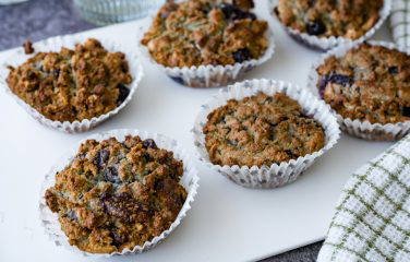 chocolade muffins met blauwe bes