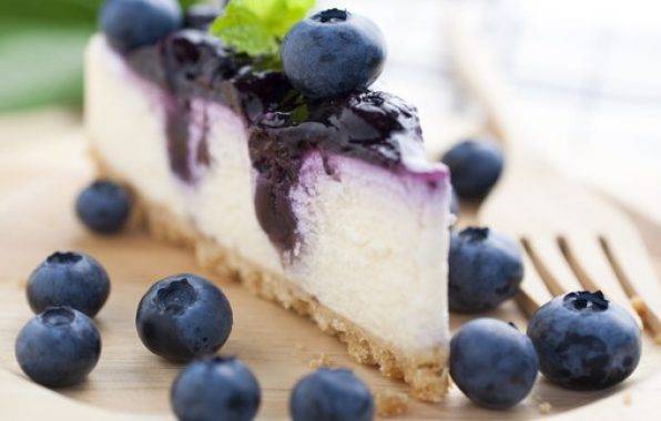 Vegan cheesecake met blauwe bessen is een lactosevrij recept voor een no-bake cake